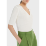 Льняна біла футболка Max Mara Weekend Opzione з V-подібним вирізом