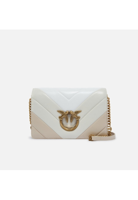 Стьобана сумка Pinko Love Bag Click бежева триколірна