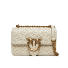 Сумка Pinko Love Bag біла з витисненим логотипом