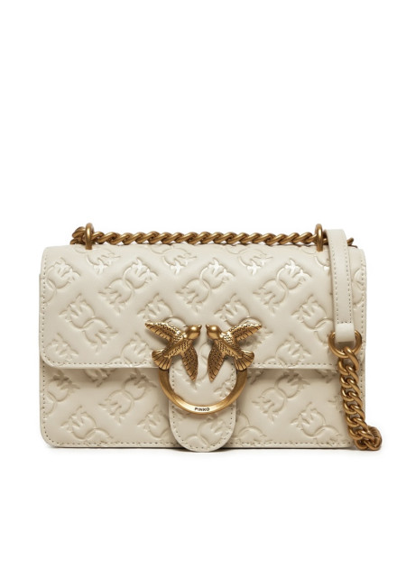 Сумка Pinko Love Bag біла з витисненим логотипом