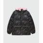 Чорний пуховик нейлоновий з рожевими логотипами MSGM