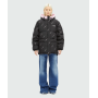 Чорний пуховик нейлоновий з рожевими логотипами MSGM