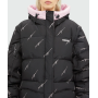 Чорний пуховик нейлоновий з рожевими логотипами MSGM