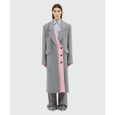 Двобортне сіро-рожеве вовняне пальто MSGM