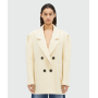 Молочне двобортне вовняне пальто букле MSGM