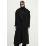 Чорне вовняне двобортне пальто MSGM