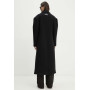 Чорне вовняне двобортне пальто MSGM
