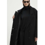 Чорне вовняне двобортне пальто MSGM