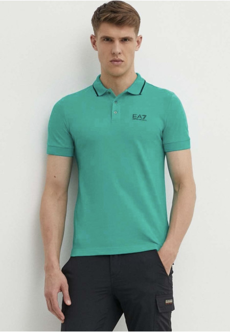Поло EA7 Emporio Armani чоловічий зелений з принтом