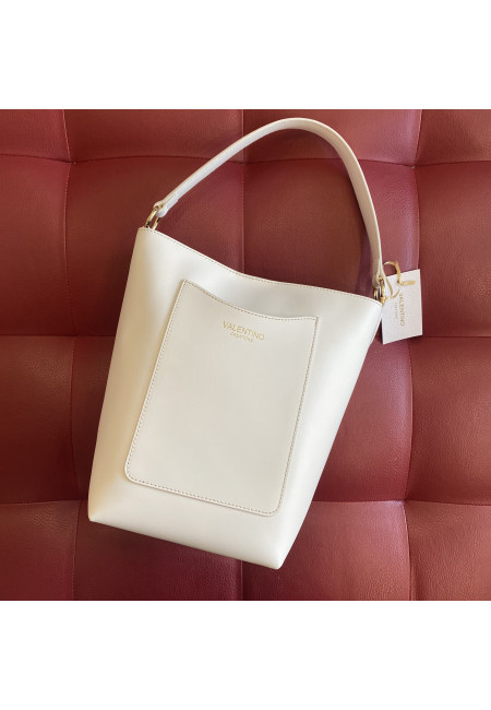 Біла шкіряна сумка бочонок Valentino Bags