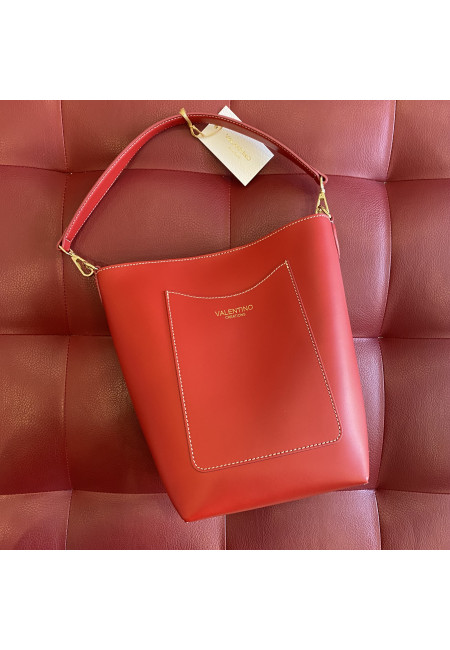 Червона шкіряна сумка бочонок Valentino Bags
