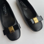 Балетки шкіряні чорні з бантом Casadei